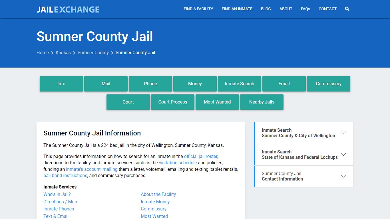 Sumner County Jail, KS Inmate Search, Information